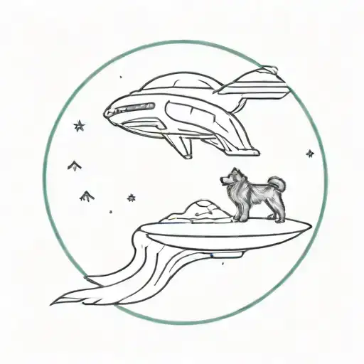 Keeshond And Ufo Abduction Scene