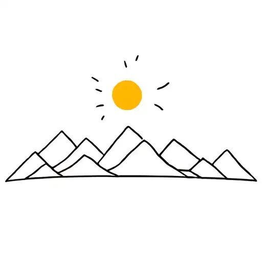 Mountains And Sun With One Line