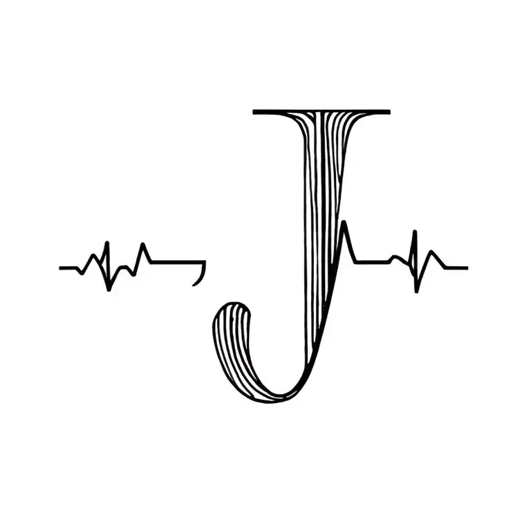 Letter 'J' With Heartbeat Rythmic Lines Symbol Incorporated