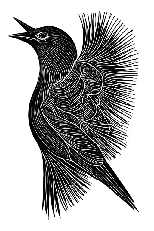 Abstract Lines In Shape Of Bird