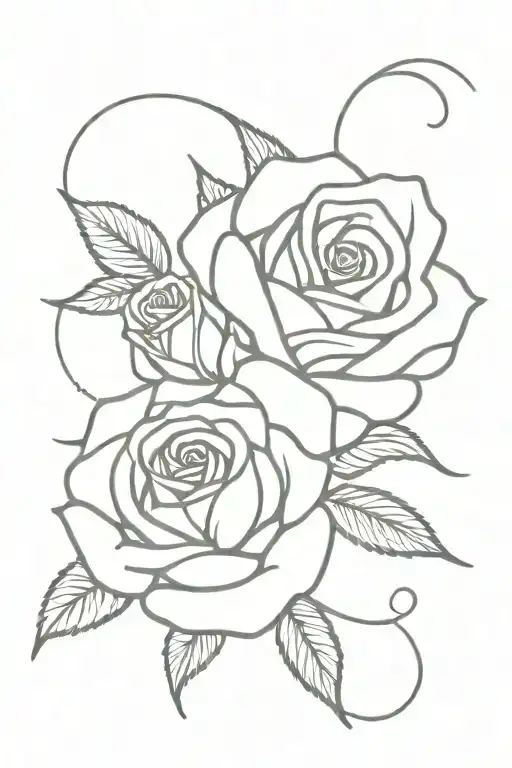 Straight Line And Roses Intertwined