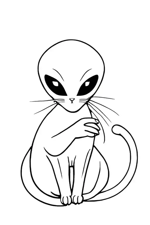 Alien Holding A Cat
