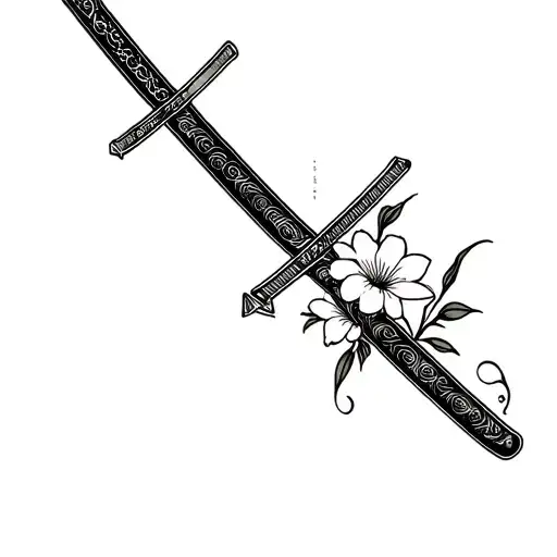 Katana And Flowers