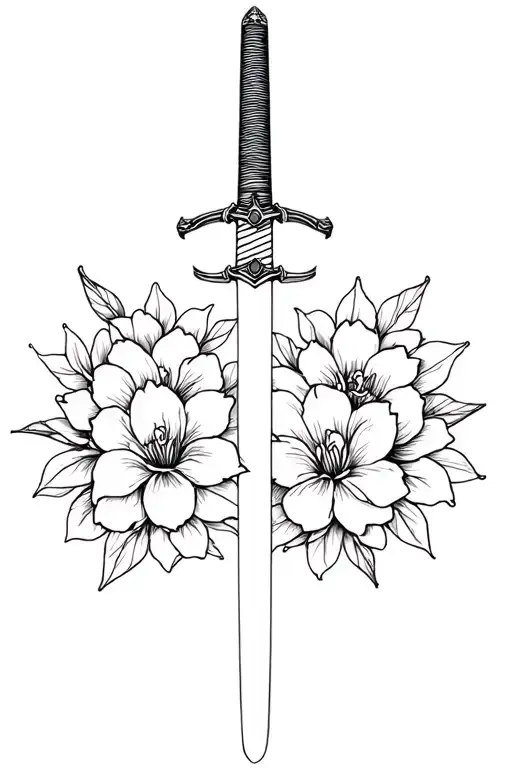 Katana And Flowers