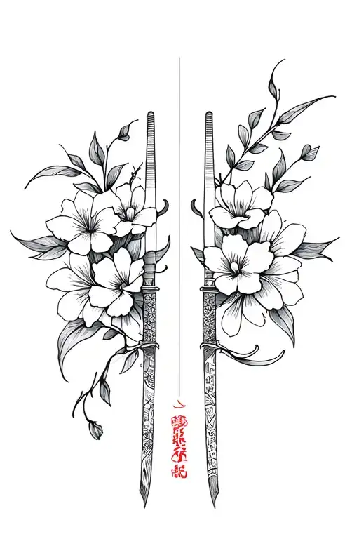 Katana And Flowers