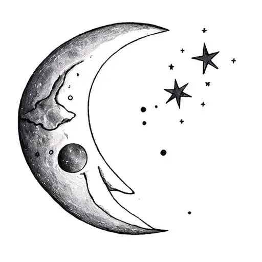 Moon And Three Stars