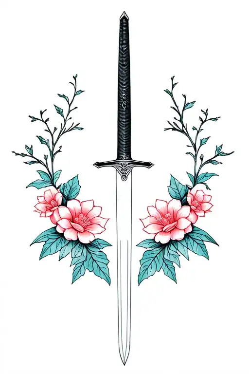 Katana And Flowers