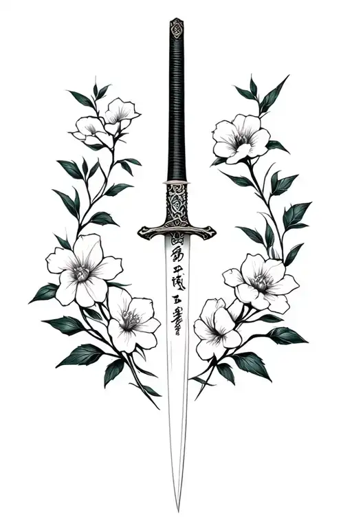 Katana And Flowers