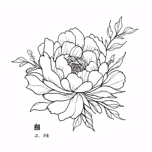 Wave With Peonie Flowers