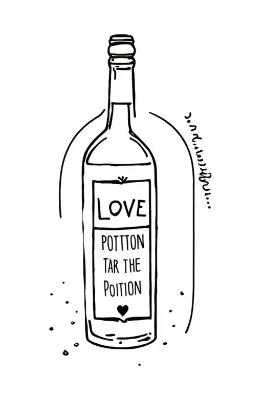 Wine Bottle With The Text Love Potion In The Label