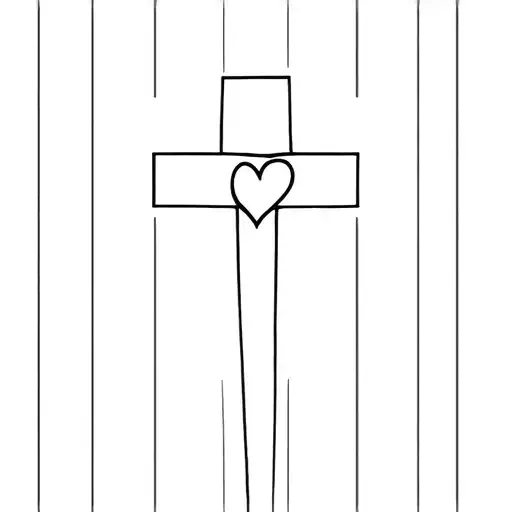 Cross With Small Heart In The Center