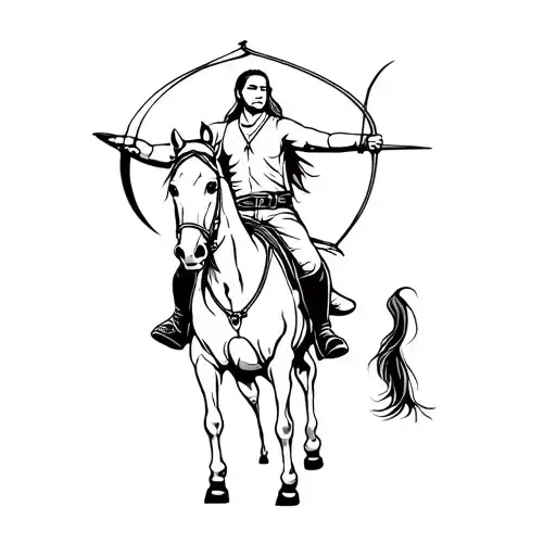 Archer On Horseback Pulling On His Bow