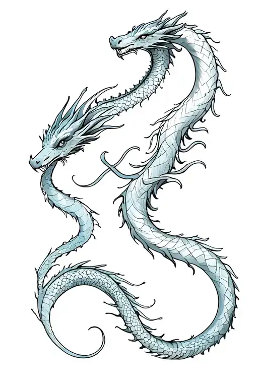 Spine Tatto With 3 Dragons