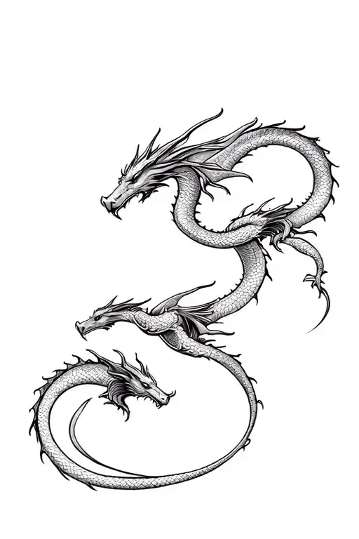 Tatto With 3 Dragons Flying Western