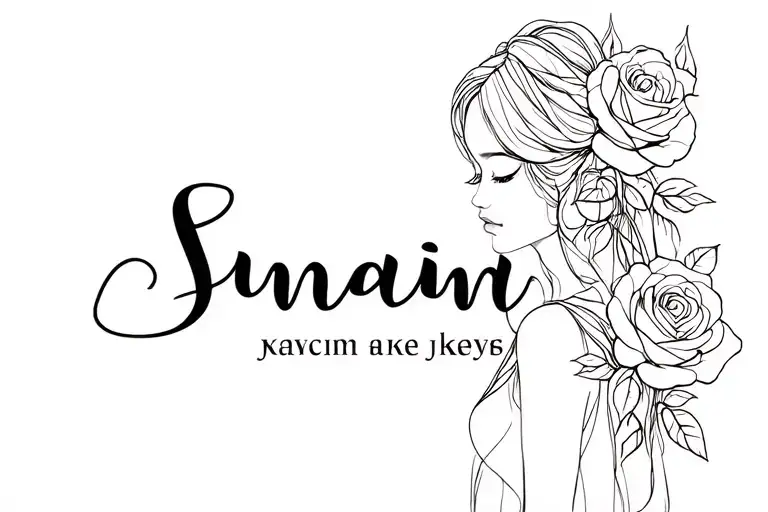 A Girl With Sunaina Name Written Under It With Roses
