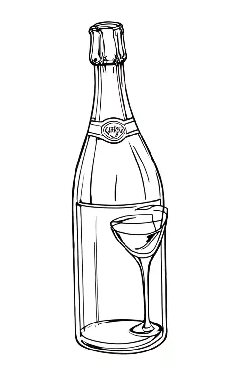 Bottle Champagne Waitress Woman