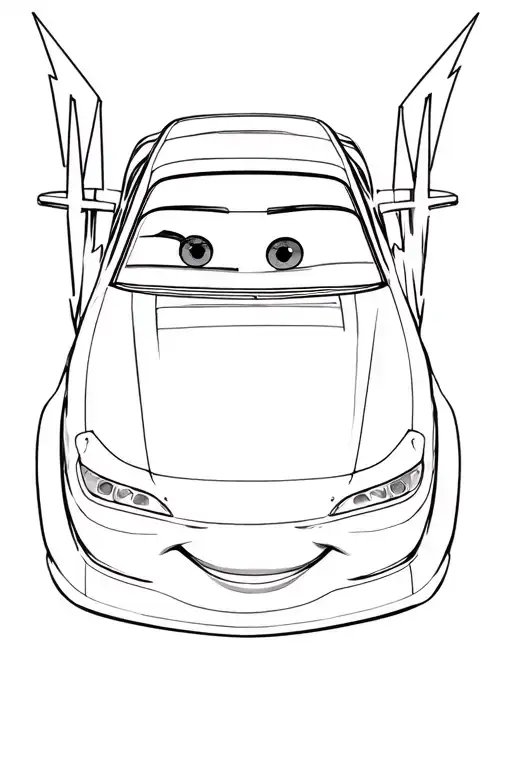 Simple Low Detail Single Line Lightning Mcqueen Cars