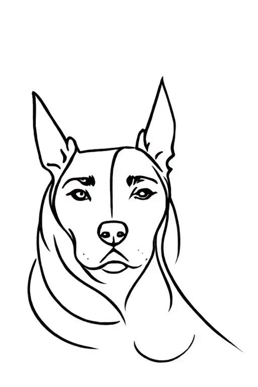 Dog's Head And Woman's Face