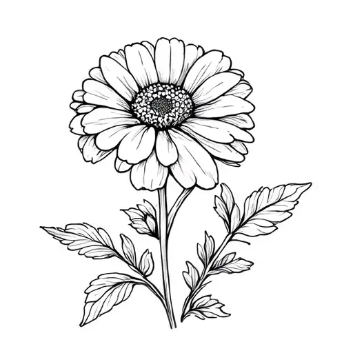 Zinnia Flower Fine Line