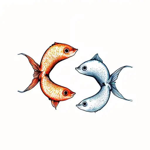 Two Artistic Looking Goldfish Facing Each Other