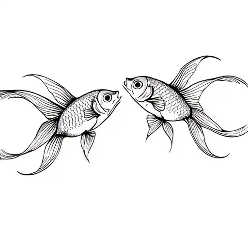Artistic Looking Goldfish Facing Each Other