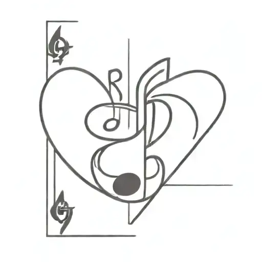 A Minimalist Tattoo Of A Stylized Music Note Combined With A Jack Of Hearts Playing Card