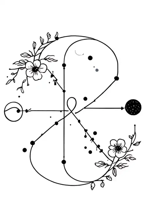Zodiac Constellations Capricorn Libra Water With Moon Sun And Infinity Sign And Flowers