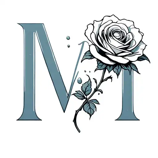 Rose With The Letter M Hidden In The Petals Falling