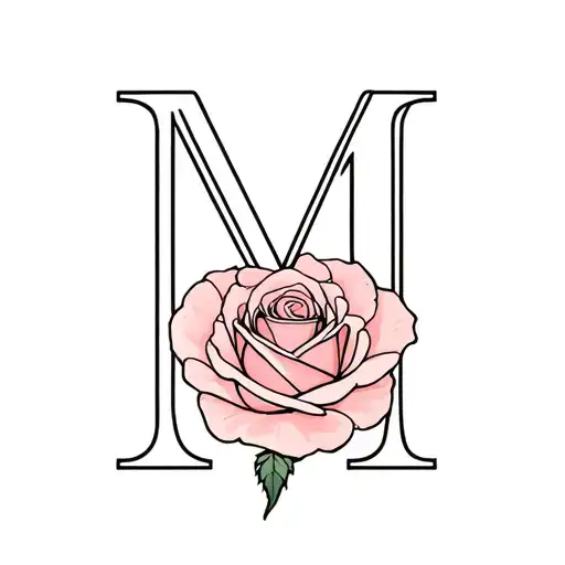 Rose With The Letter M Hidden In The Petals Forming The Shape