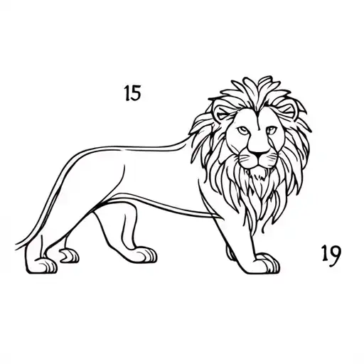 Lion With Numbers 15 And 19 Incorporated Within
