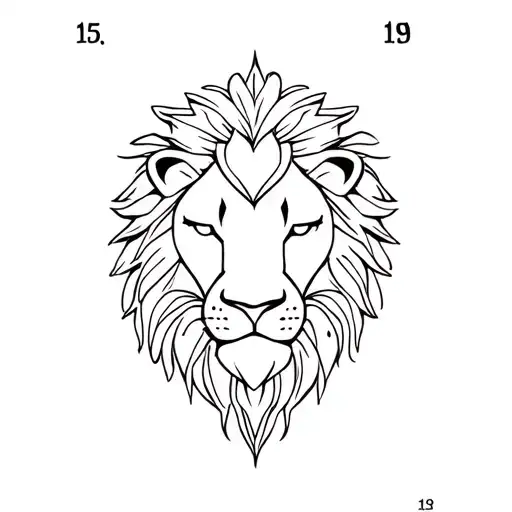 Lion Head With Numbers 15 And 19 Incorporated In Head Design