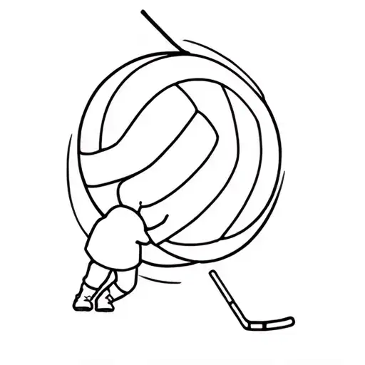 A Volleyball Skatch And A Hockey Player