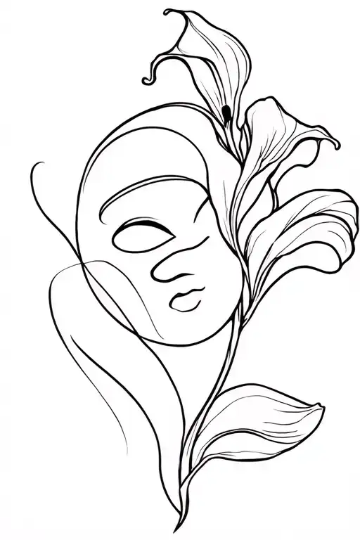 Female Facial Mask With Calla Lily Intertwined