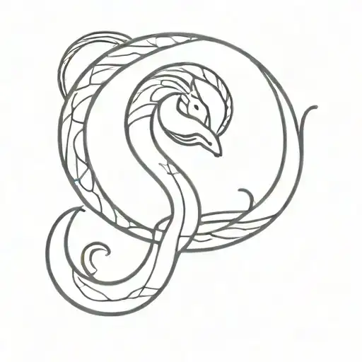 Moon With Snake Intertwined
