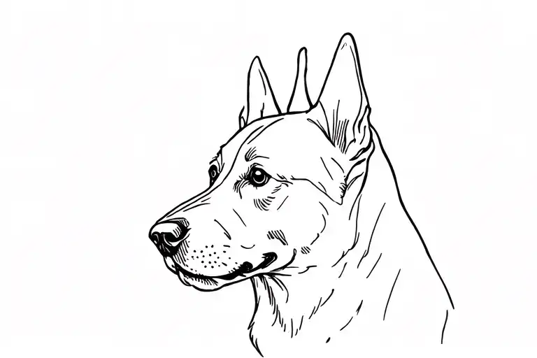 Line Drawing Of Profile Of A Dog