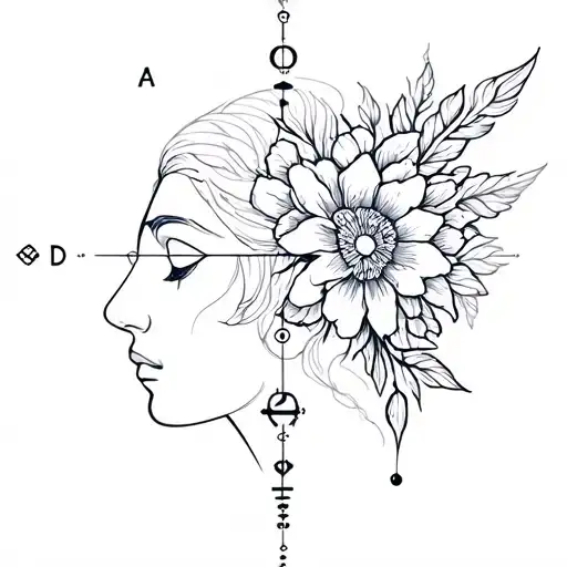 Floral Mixed With Science And Chemical Symbols And Greek Mythology Athena