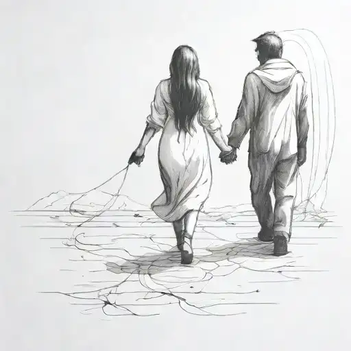 A Girl Comforting A Evil Shadow Creature Walking Together