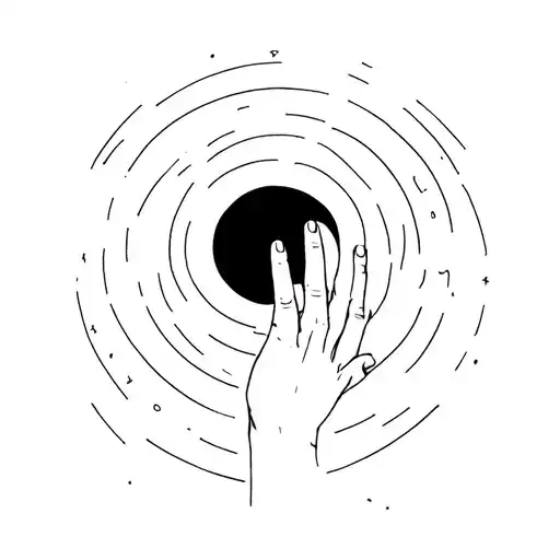 Hand Reaching Towards A Black Hole