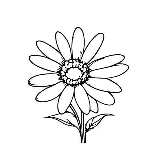Daisy Flower With Dog Paw Minimalist Tattoo Design