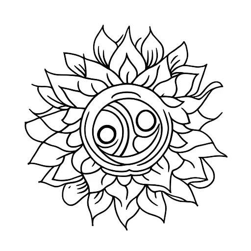 Sunflower With Moon And Stars