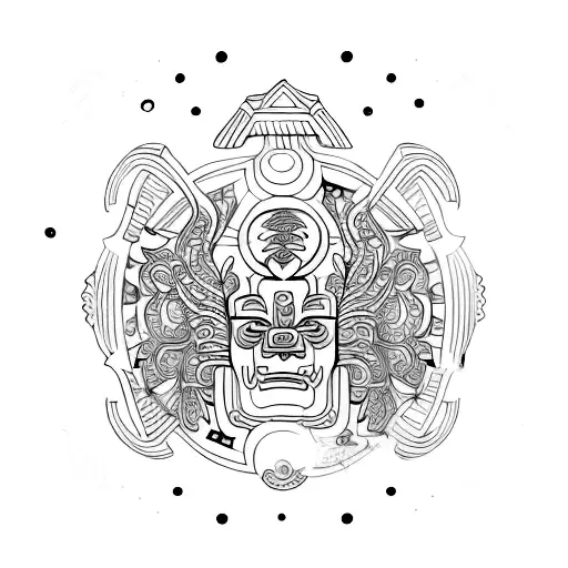 Ornamental Tattoo Design With Ancient Mayan Style