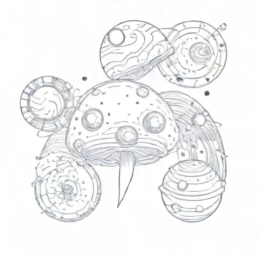 A Mushroom With Stars And Planets On It