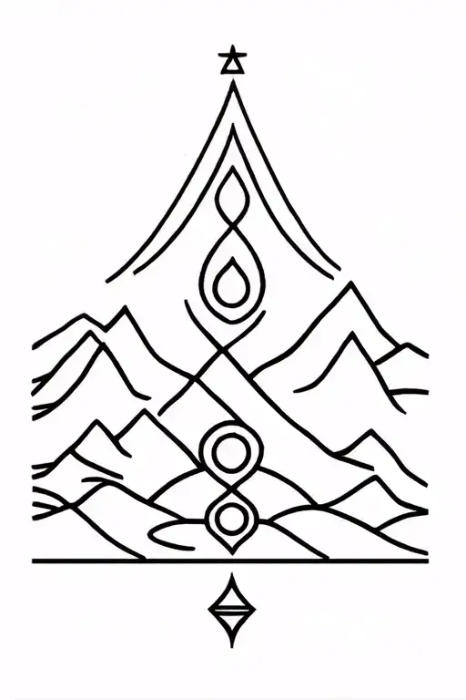 Chakra Symbols Fusion With Mountains