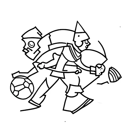 A Minimalist Silhouette Of A Soldier Kicking A Soccer Ball With The Number 11 On The Jersey