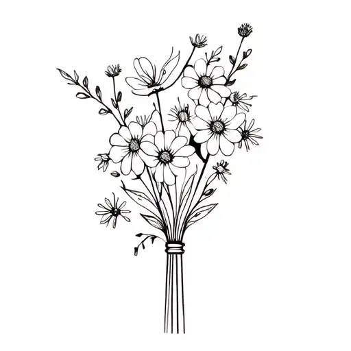 Whisk With Wildflowers Intertwined And Blooming Flowers