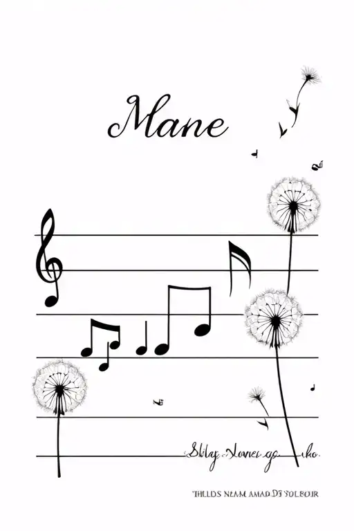 Dandelion Music Note Floating Kids Names