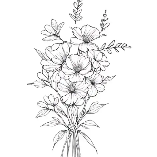 Birth Flower Bouquet Wrapped