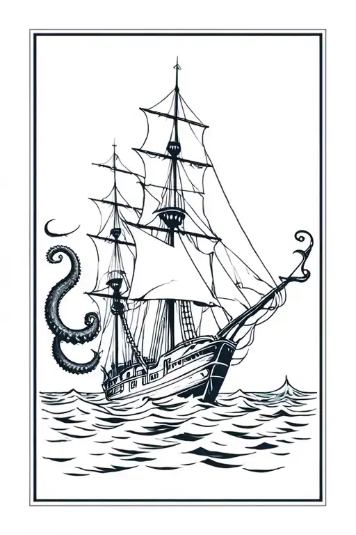 Kraken Attacking A Ship