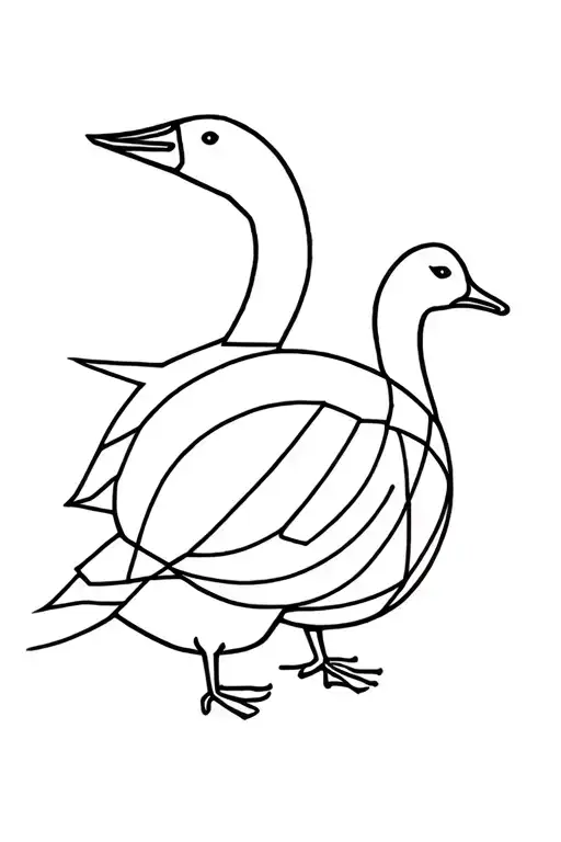 Simple Goose With Geometric Line Work