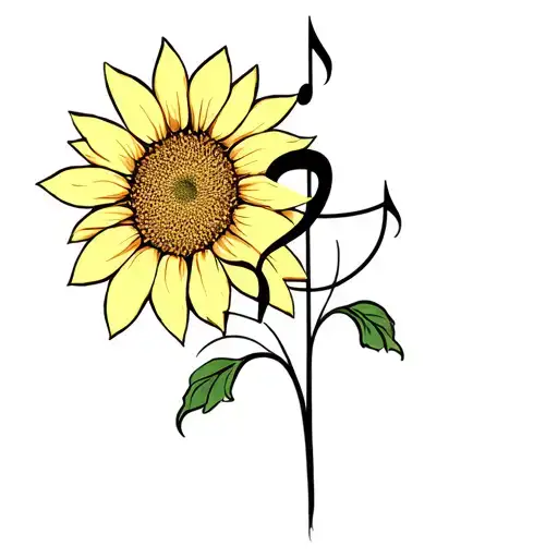 Sunflower Music Note Intertwined